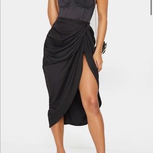 PLT Black drape skirt